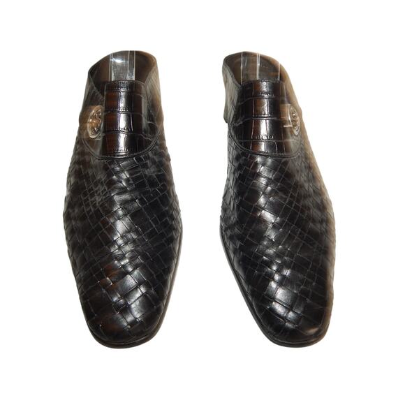 BRIGHTON  Tryst Women's Black Leather Slip-On Woven Slide Heel Mules Size US 9M - Picture 8 of 10